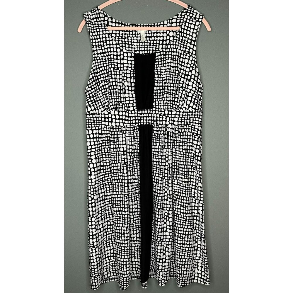 Soma Dress Women's Large Sleeveless Black Cream Geometric Buttery Soft Feel
